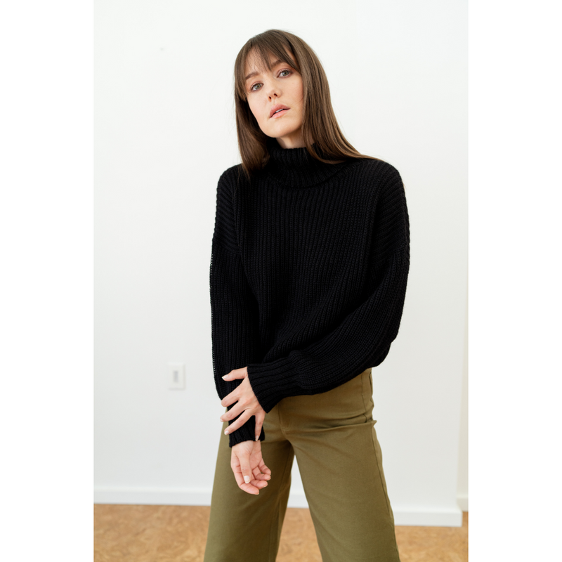 Cropped Alpaca Turtleneck Sweater