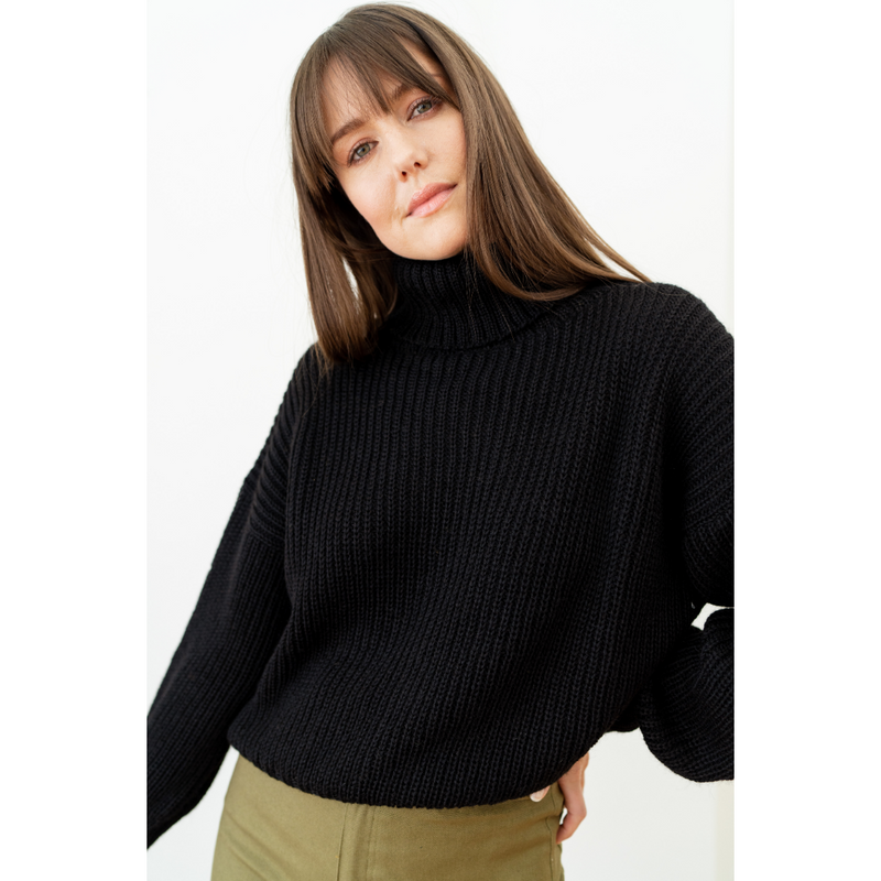 Cropped Alpaca Turtleneck Sweater