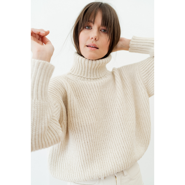 Cropped Alpaca Turtleneck Sweater