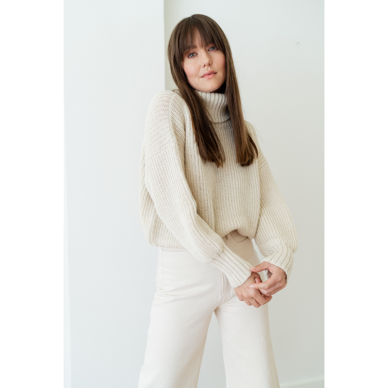 Cropped Alpaca Turtleneck Sweater