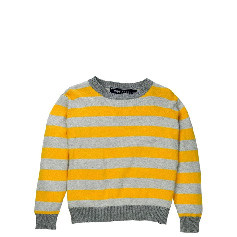 Yellow + Grey Cotton and Cashmere Crewneck